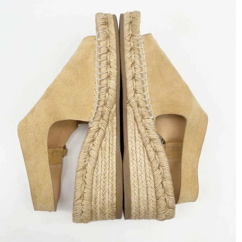 rag & bone Tan Suede Espadrille Wedge Sandals